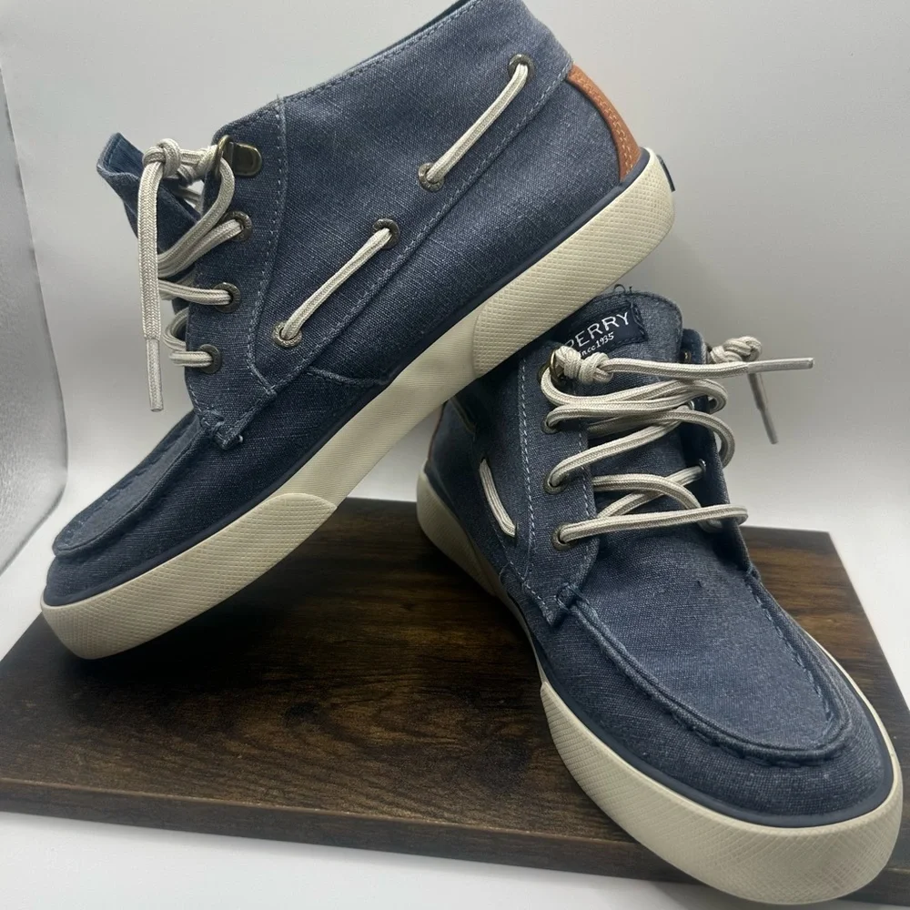 Sperry Denim Blue Pier Crest Ankle Boat Shoes - Size 7